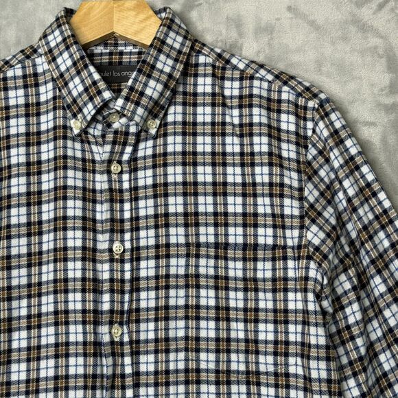 Epaulet Los Angeles Shirt Mens Medium Black White Plaid Cotton Flannel Outdoor - Picture 4 of 15